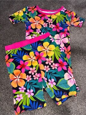 Little Sleepies Girls Tropical Floral Two-Piece Set - Bright Multicolor